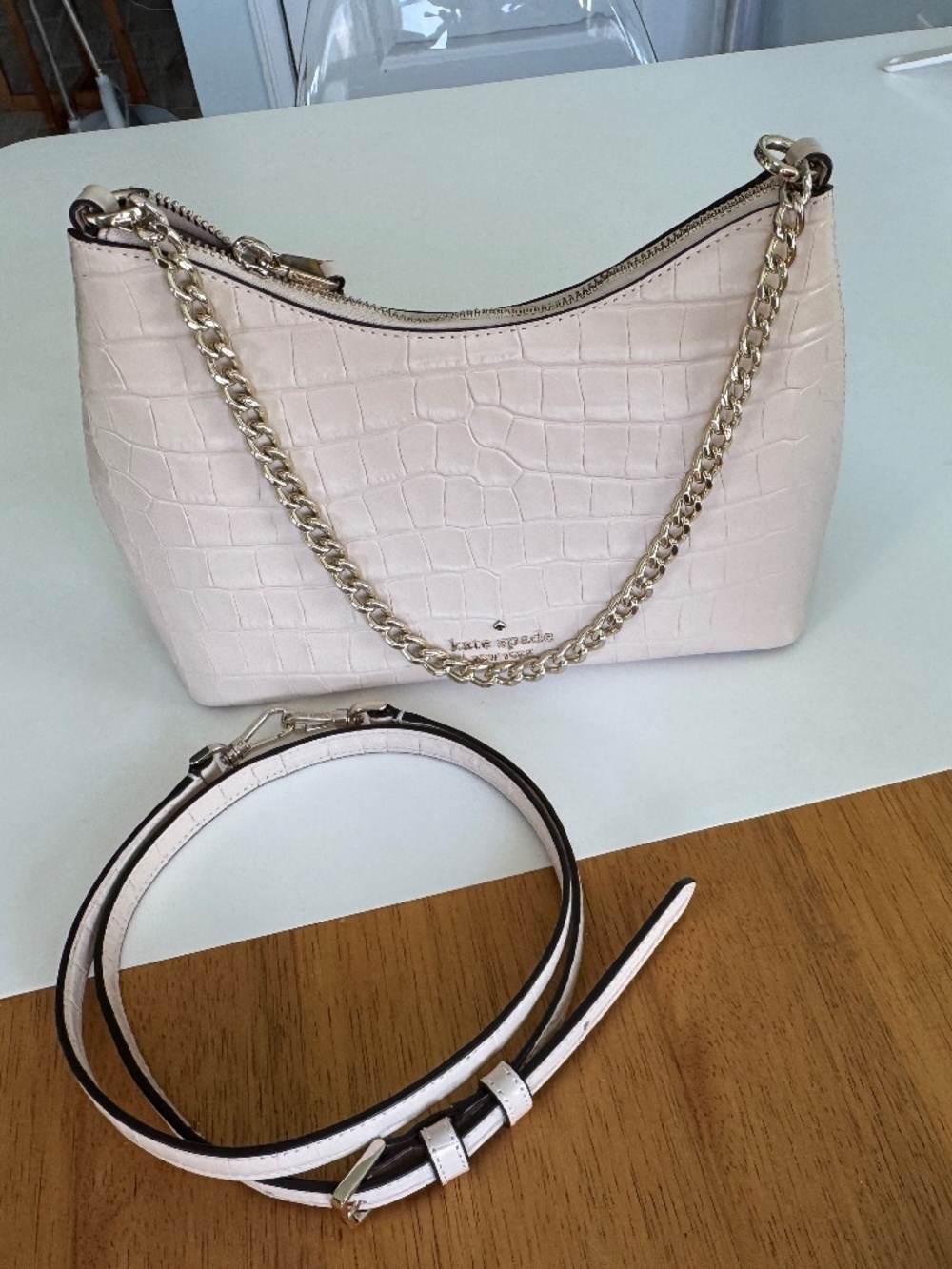 Kate Spade Zippy Convertible Crocodile Embossed Leather Crossbody Bag